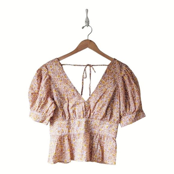 J. Crew NWOT Puff Sleeve V-neck Top in Scattered Blooms Print Sz 6 - Picture 4 of 9